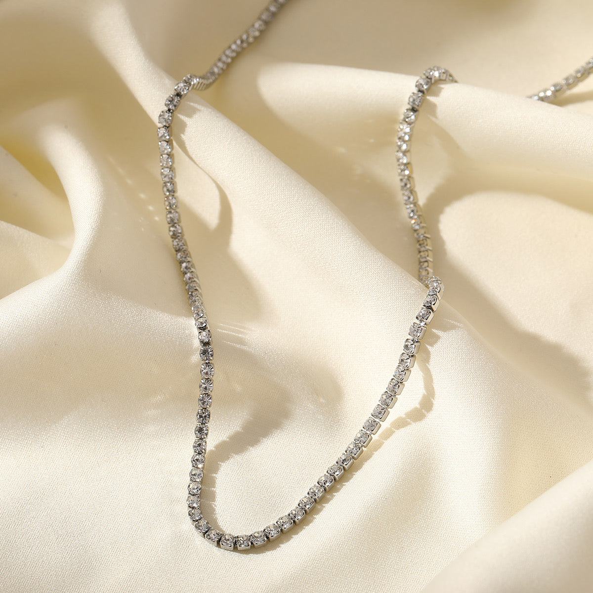 Shiny Geometric 304 Stainless Steel 18K Gold Plated Plating Necklace Tennis Chain