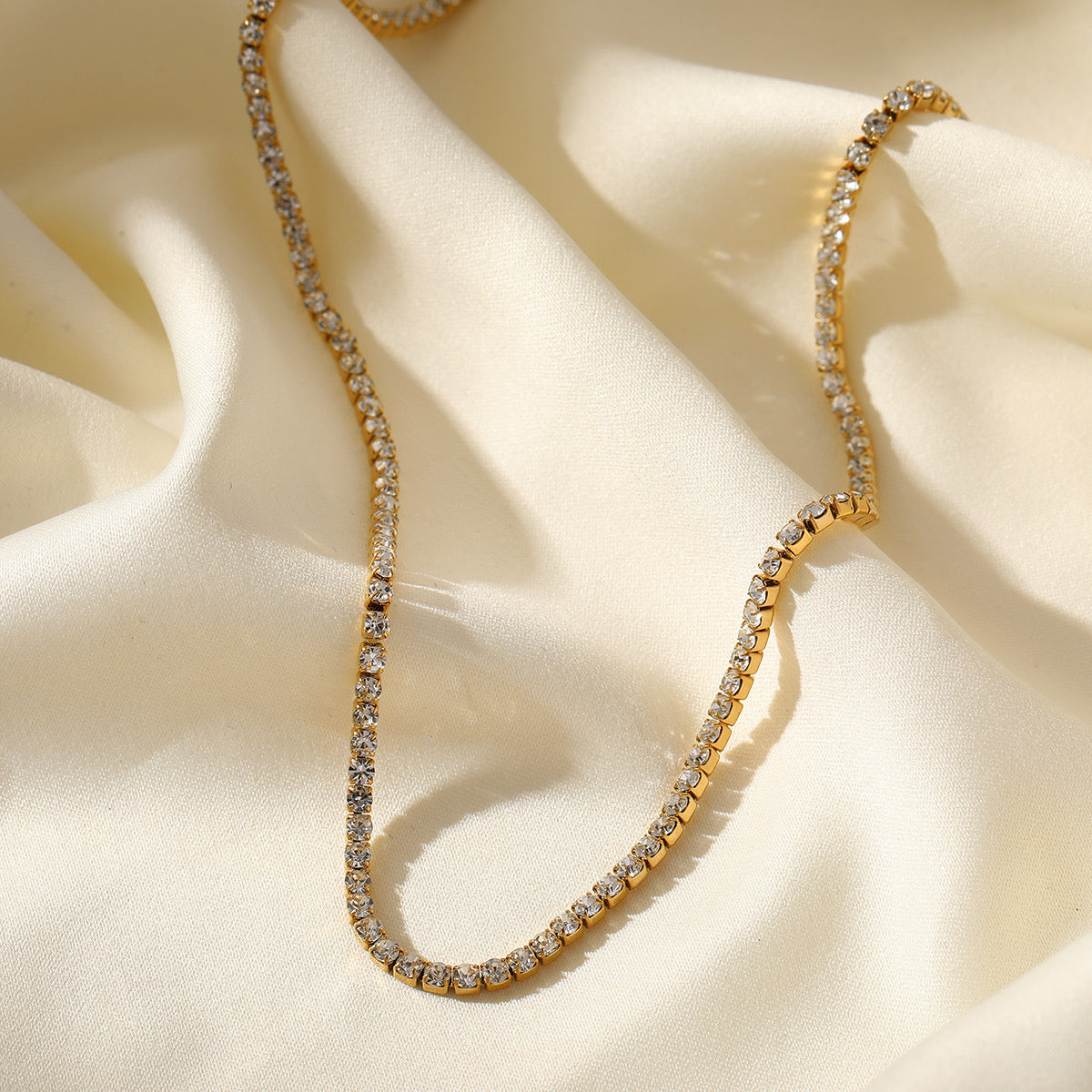 Shiny Geometric 304 Stainless Steel 18K Gold Plated Plating Necklace Tennis Chain