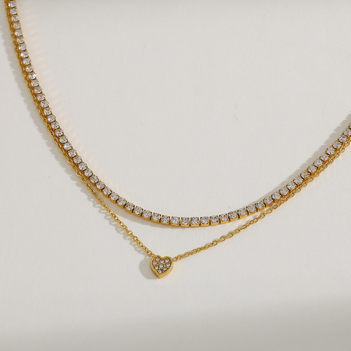 Stainless Steel Plated 18K Gold Embedded Zirconia Elegant