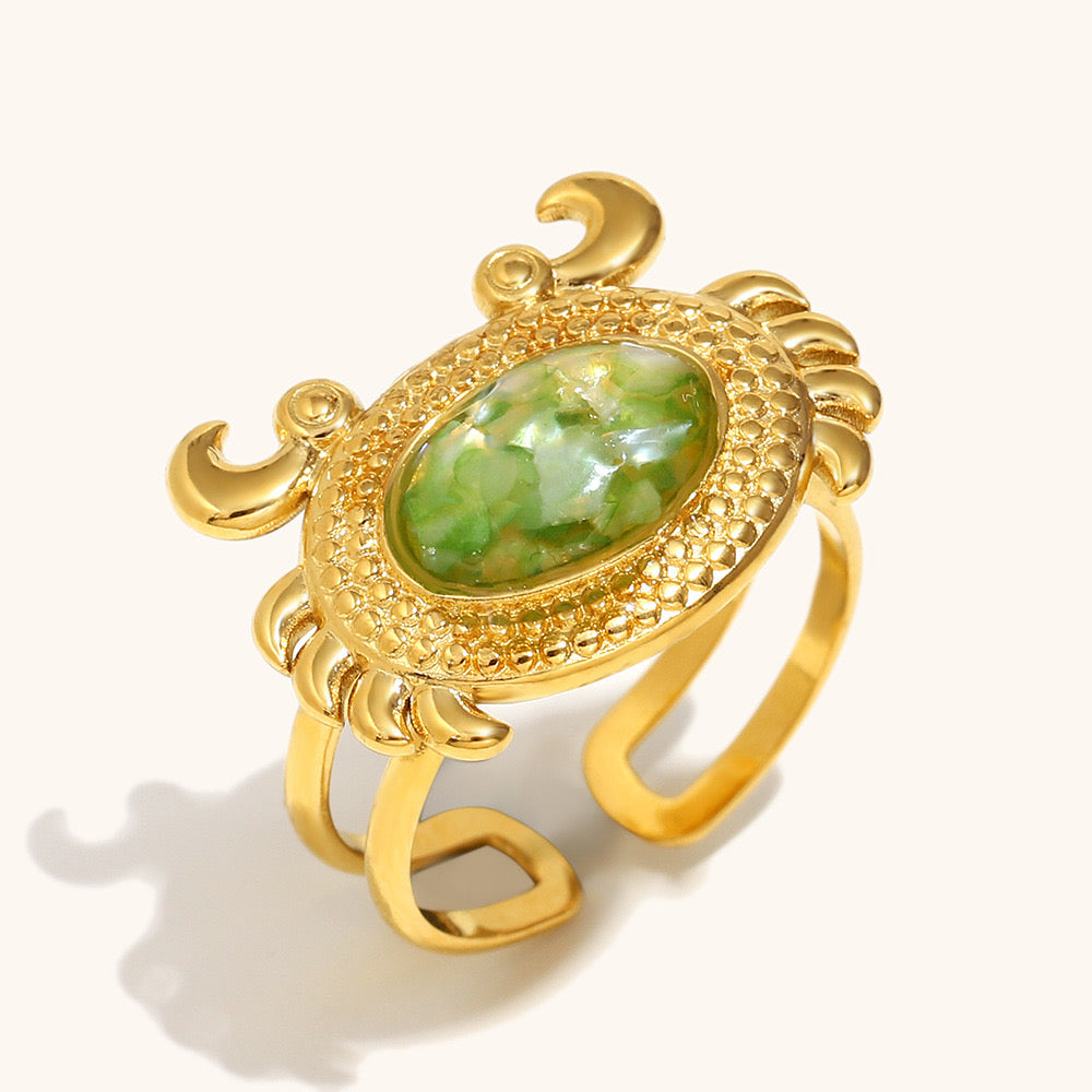 Gold Plated 18K Crab Open Ring Stainless Steel