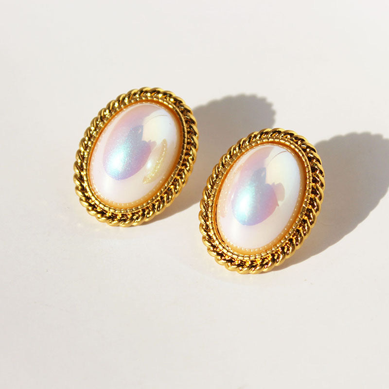 Brass Zircon 24K Gold Plated Ear Studs