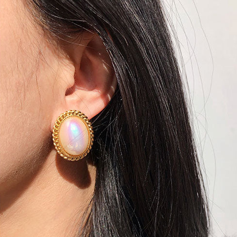 Brass Zircon 24K Gold Plated Ear Studs