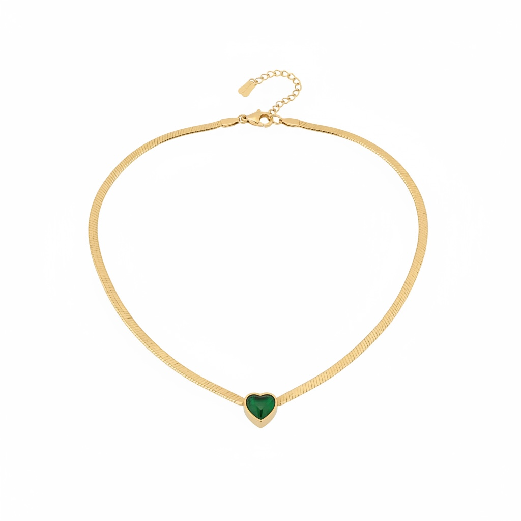 Heart Shape Stainless Steel Inlay Zircon